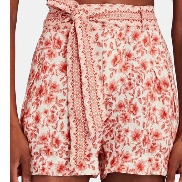 INTERMIX Pants - Intermix - Maya high waist coral linen shorts